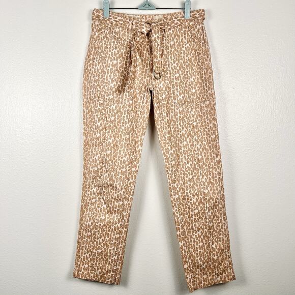 NWOT Anthropologie Women Pants Size 27 The Wanderer Animal Print Belted - Picture 2 of 6